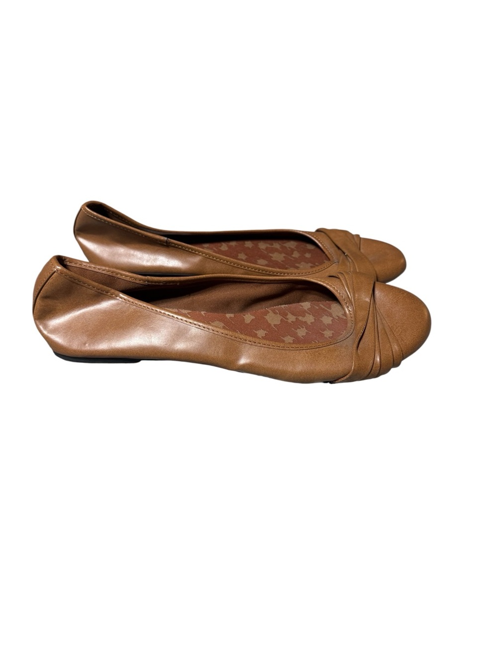 American Eagle Tan Twist Pleated Ballet Flats Shoes Women Sz 12 Caramel Brown